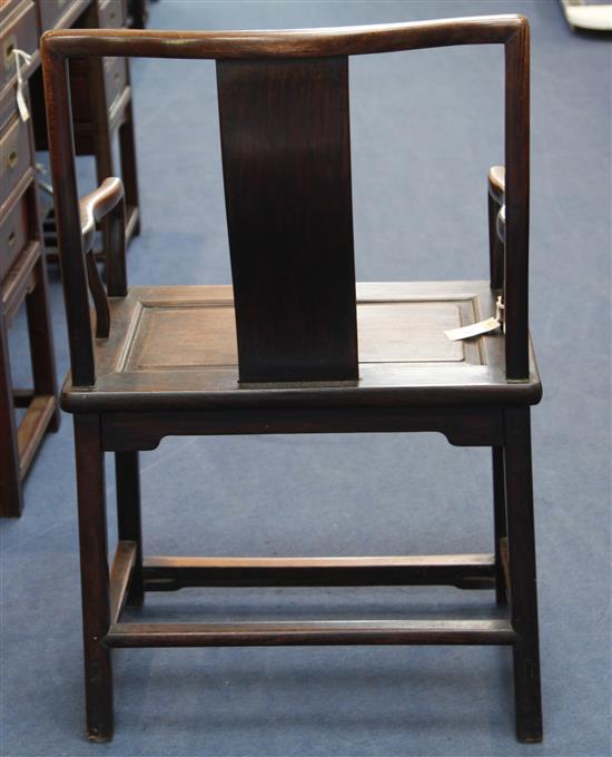 A Chinese huanghuali open armchair, 18th century,